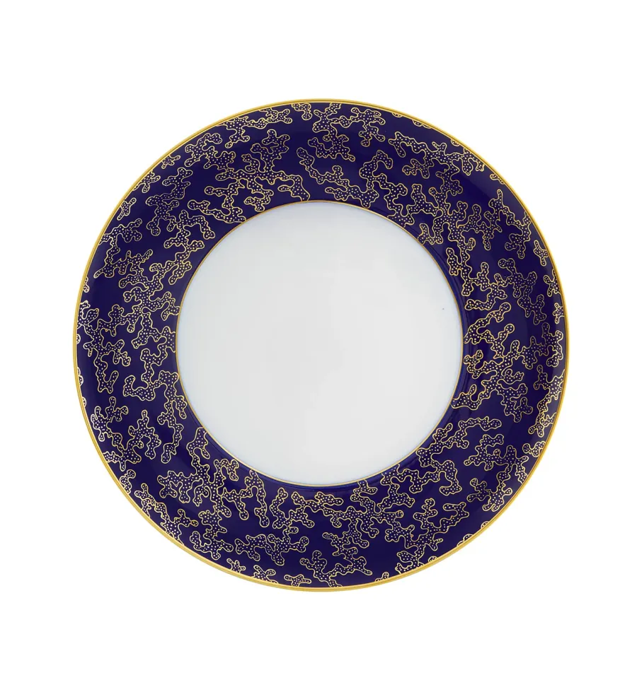 obrazek 1 Granatowo-biały talerz obiadowy Caillouté z porcelany ze złotym wzorem - Vista Alegre
