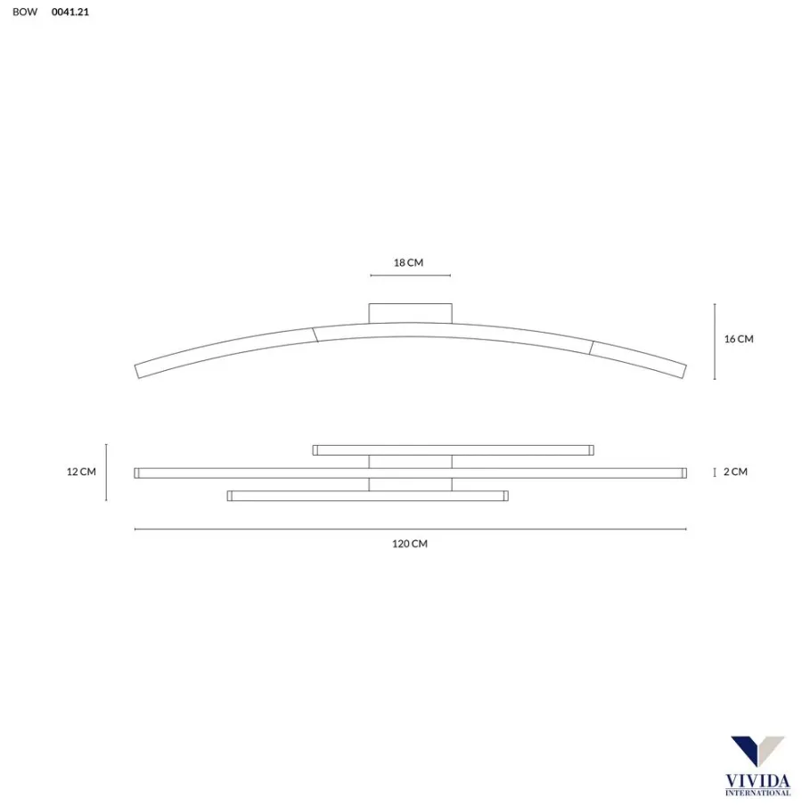 obrazek 2 Biała lampa sufitowa, plafon Bow - LED, 48W, 3360LM, 3000K, dł. 120 cm