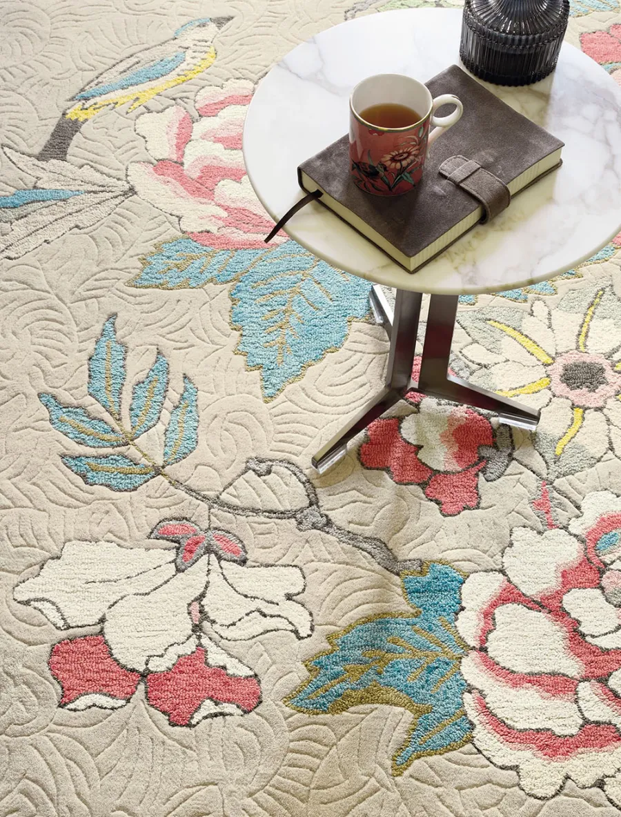 obrazek 3 Subtelny błękitno różowy dywan w kwiaty - PAEONIA BLUSH 37902