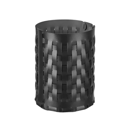 Zdjęcie Niepowtarzalny skórzany kosz Bottega Ø20xH25 cm w kolorze czarnym