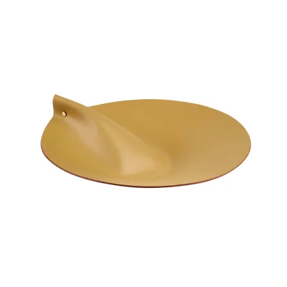 Picture Mustard-colored leather lid for a round basket Ø30 cm