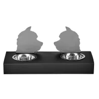 Picture A unique black set of dog bowls 40x22xH7.5 cm