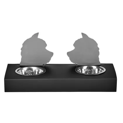 Zdjęcie Wyjątkowy czarny zestaw misek dla psa 40x22xH7,5 cm