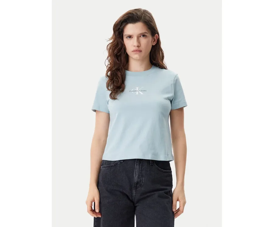 obrazek 1 Calvin Klein Jeans T-Shirt Baby Tee J20J223113 Niebieski Slim Fit