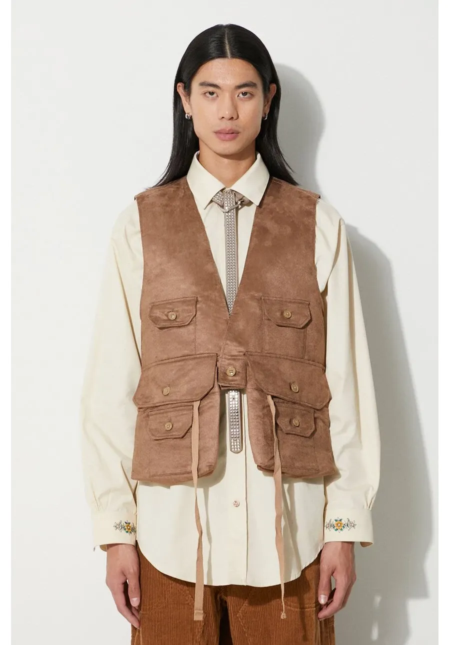 obrazek 1 Engineered Garments bezrękawnik Fowl Vest męski kolor brązowy przejściowy 23F1C002.CT253