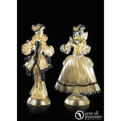 Zdjęcie Zjawiskowe rzeźby posągów kobiety i rycerza szkło Murano