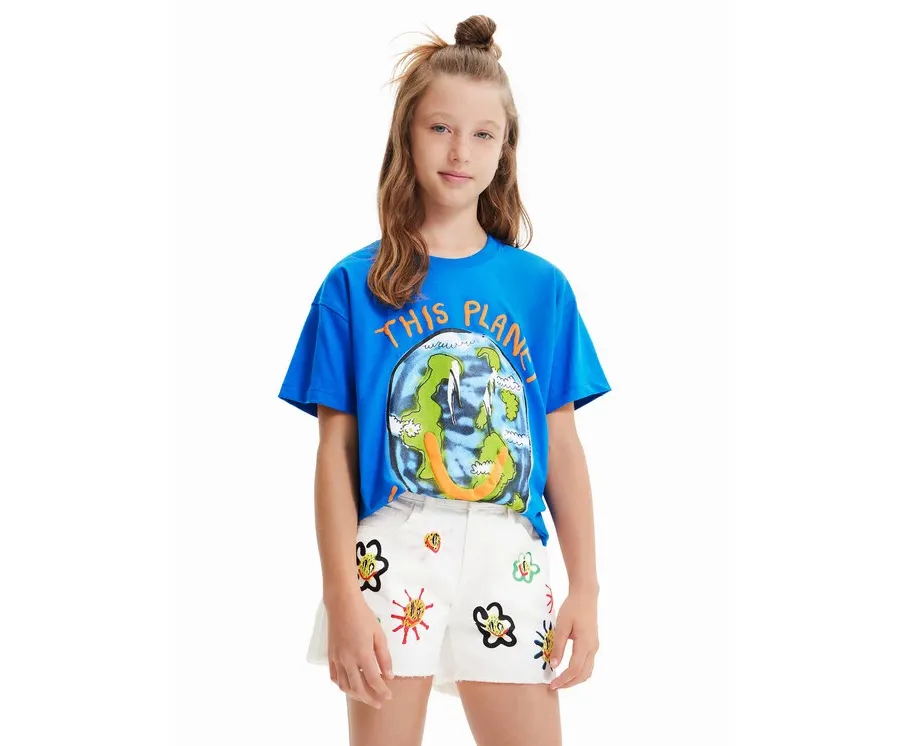 obrazek 1 Desigual T-Shirt 23SBTK09 Niebieski Regular Fit