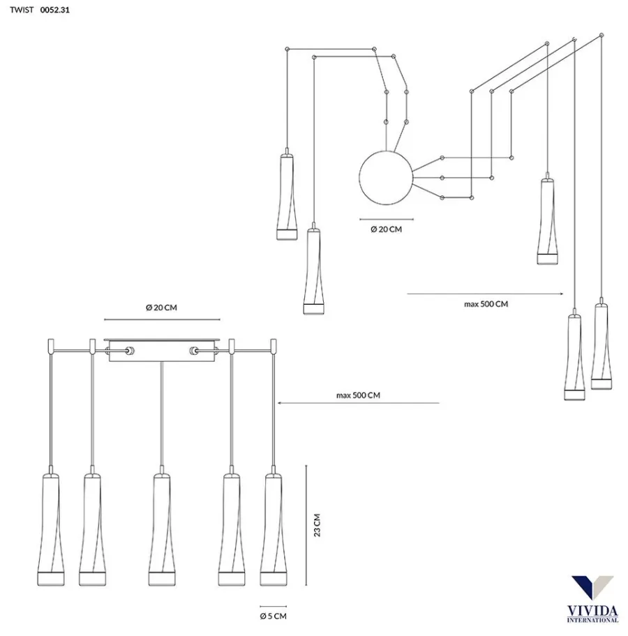 obrazek 4 Charakterystyczna lampa wisząca Twist 5 w czarnym kolorze