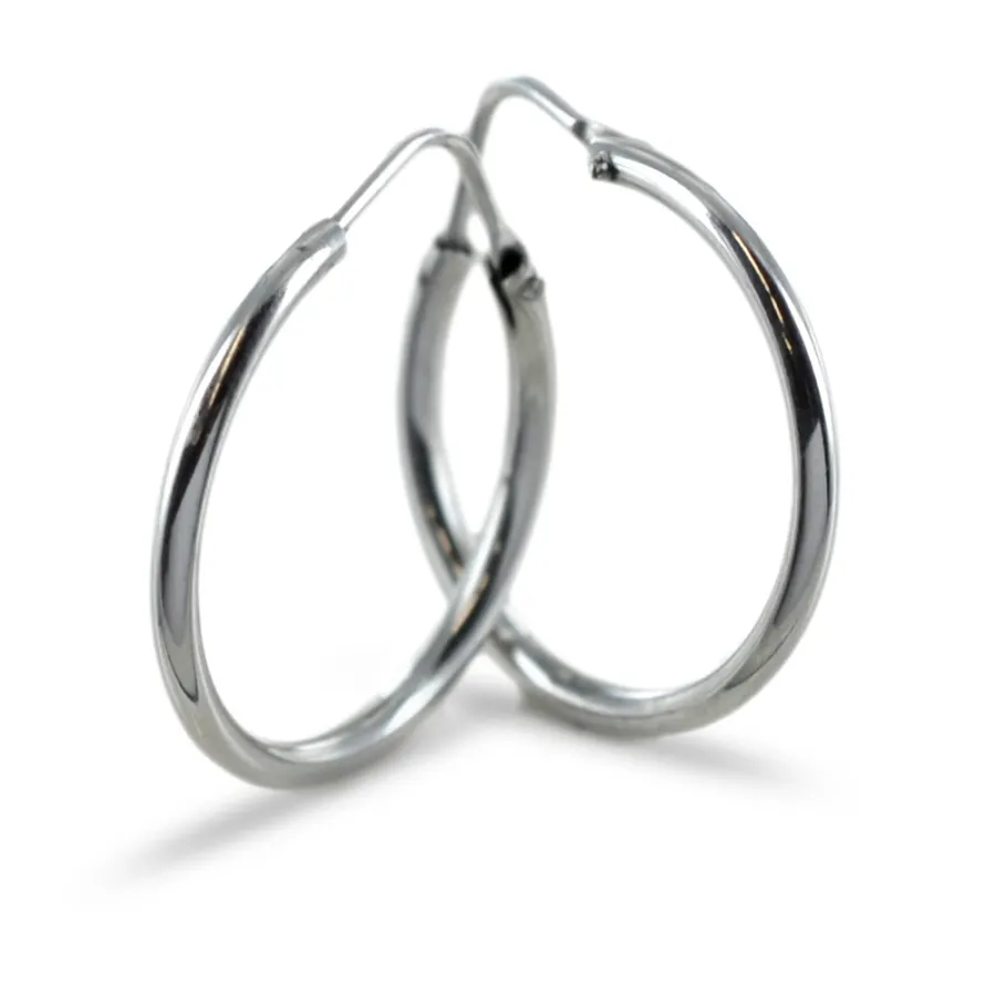 obrazek 4 Cienkie kolczyki koła z białego złota (20 mm)