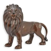 Picture A beautiful, modernist sculpture of a lion made of bronze
