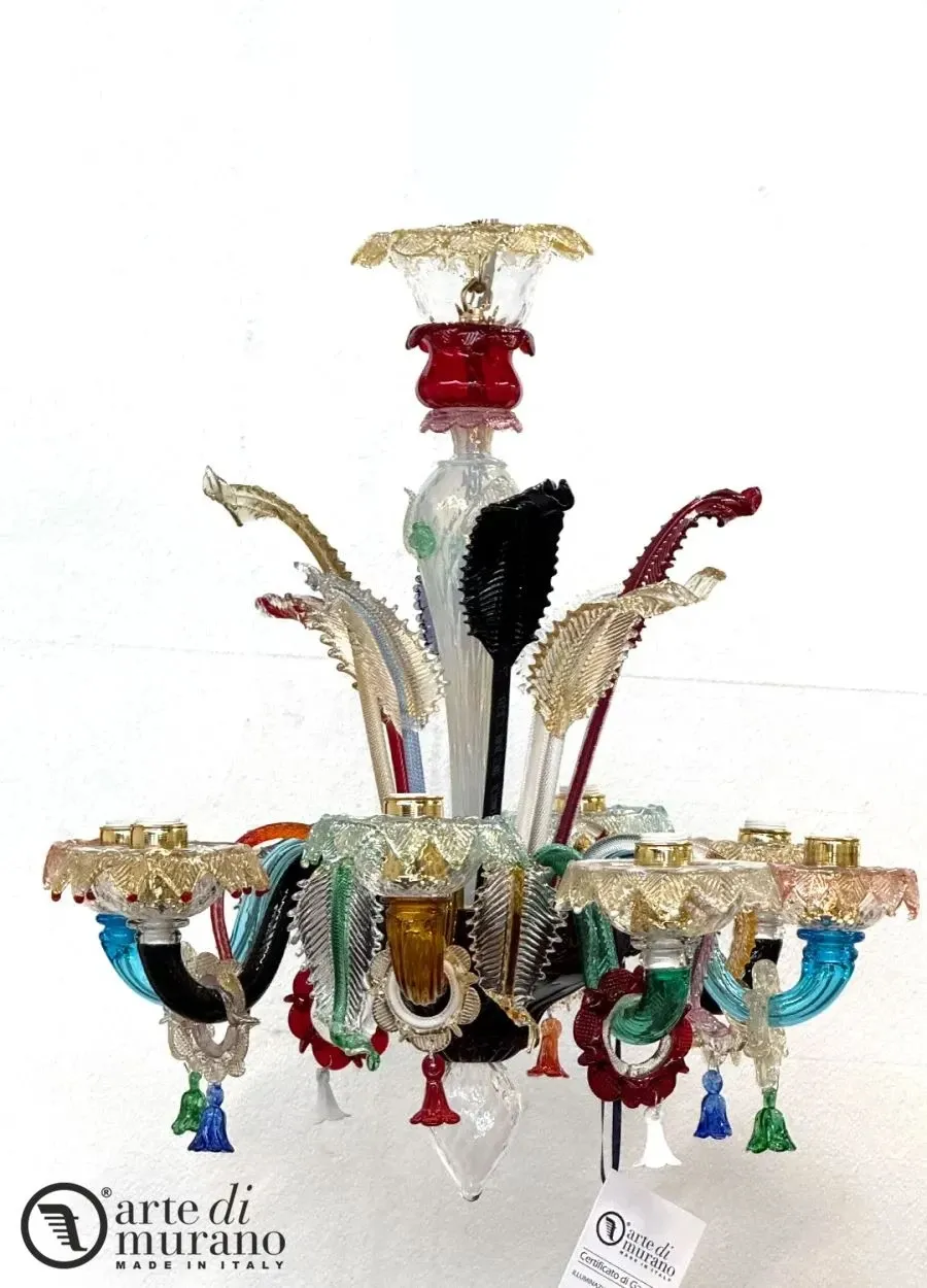 obrazek 1 Urokliwy wenecki żyrandol na 8 żarówek ze szkła Murano