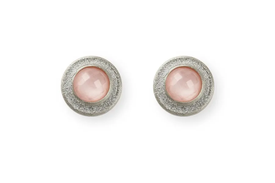 obrazek 1 Stylowe kolczyki Srebro rodowane Diament laboratoryjny Różowy opal