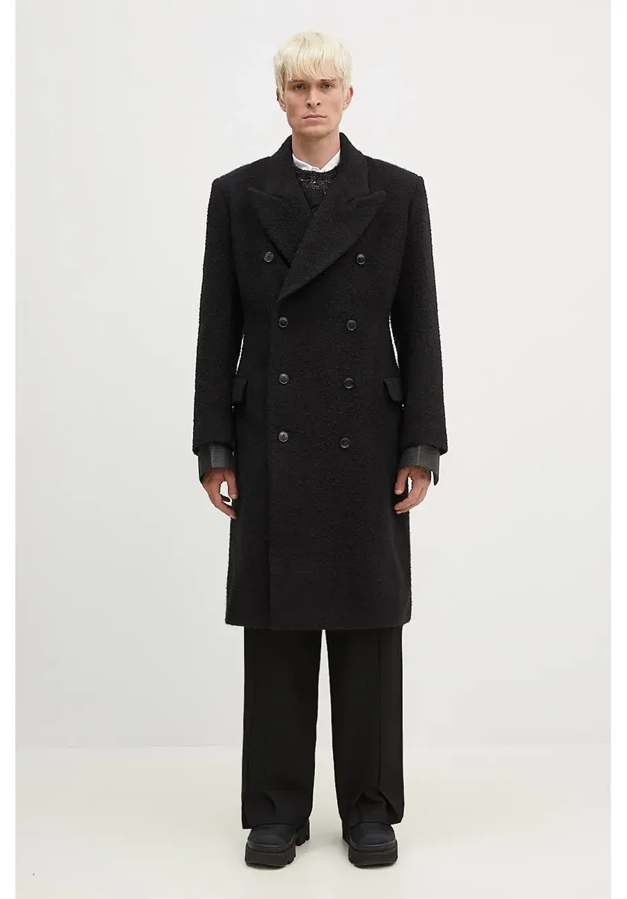 obrazek 1 Martine Rose płaszcz wełniany Double Breasted Shirt Overcoat kolor czarny przejściowy dwurzędowy 325WT07001