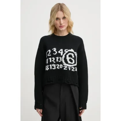 Zdjęcie MM6 Maison Margiela sweter wełniany damski kolor czarny ciepły S62HL0029.M13074