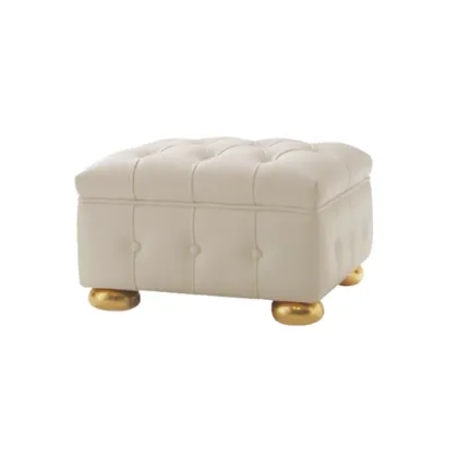Picture Beautiful Philippe pouffe, upholstered in white leather, lacquered legs - Avenanti