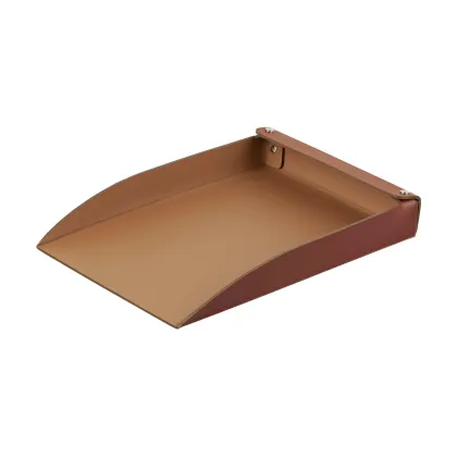 Zdjęcie Bordowa taca na dokumenty A4 wykonana z naturalnej regenerowanej skóry