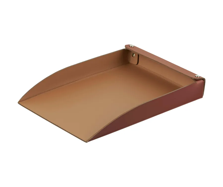 obrazek 1 Bordowa taca na dokumenty A4 wykonana z naturalnej regenerowanej skóry