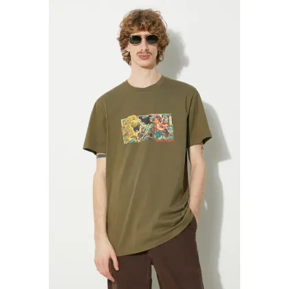 Zdjęcie Maharishi t-shirt bawełniany Tiger Vs. Samurai T-Shirt męski kolor zielony z nadrukiem 1079.OLIVE