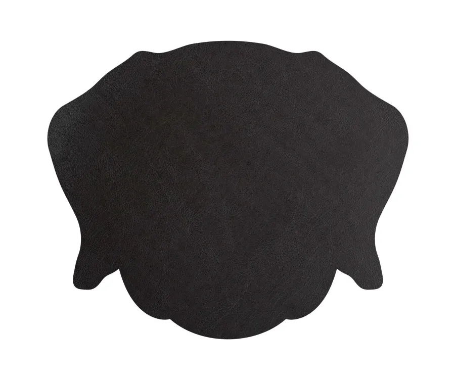 obrazek 2 Stylowa skórzana podkładka pod kubek 12x12 cm w kształcie głowy psa w kolorze czarnym i szarym