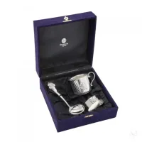 Zdjęcie Stylowy srebrny trójelementowy zestaw prezentowy dla niemowląt Clown - Zaramella Argenti