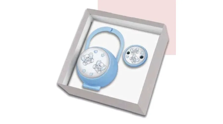 obrazek 1 Uroczy zestaw - klips i uchwyt na smoczek w kolorze niebieskim