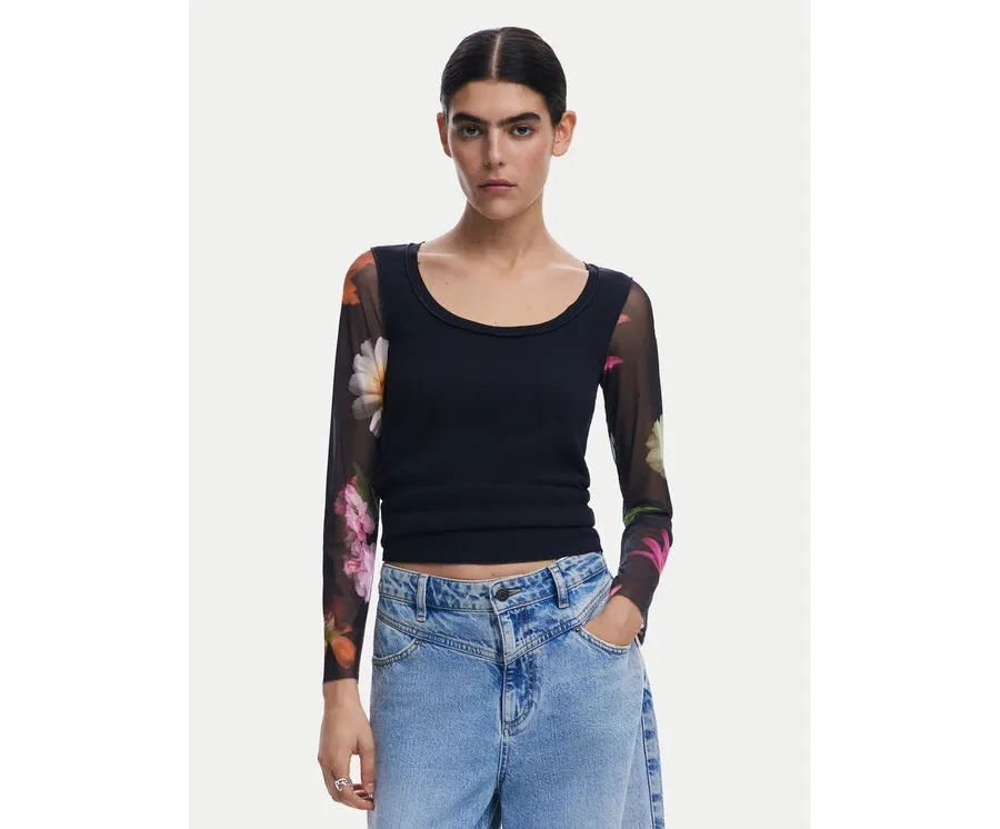 obrazek 1 Desigual Bluzka Flint 25SWTK93 Czarny Slim Fit