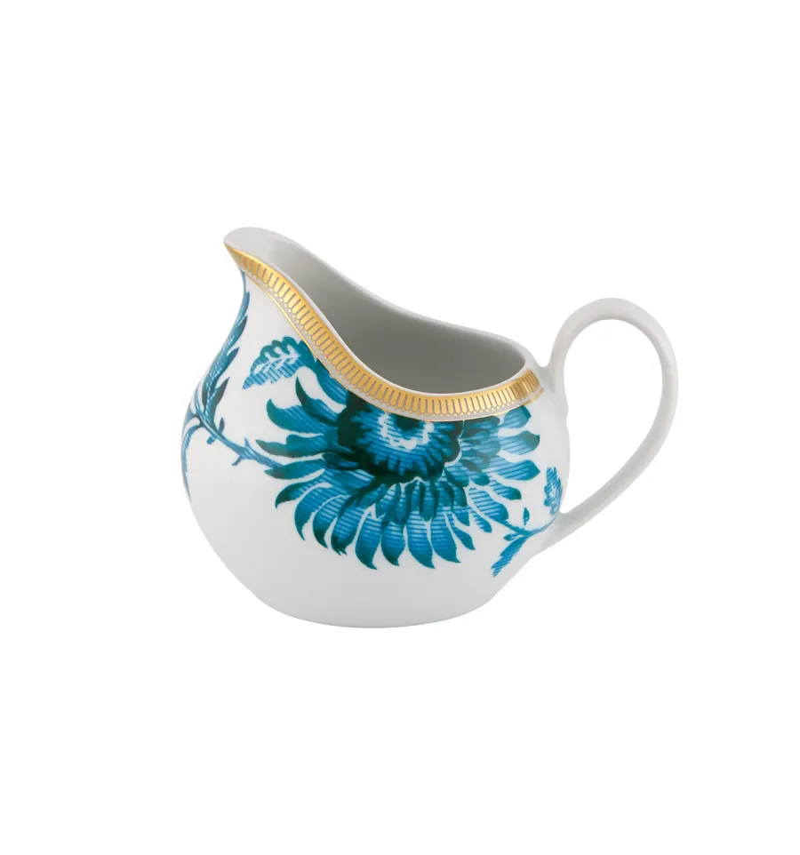 obrazek 1 Porcelanowy dzbanek na mleko Gold Exotic z turkusowym motywem roślinnym - Vista Alegre