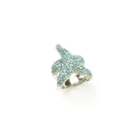 Picture Elegant ring in rhodium-plated silver with blue zircons