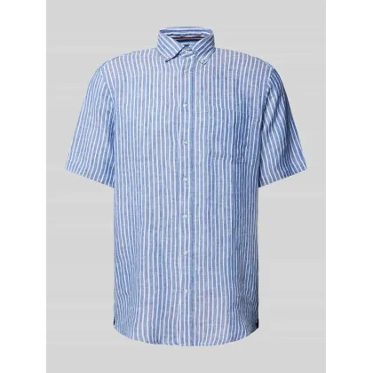 Zdjęcie Koszula casualowa o kroju slim fit z lnu ze wzorem w paski