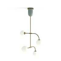 Zdjęcie Lampa wisząca z mosiężną szczotkowaną konstrukcją H.197xL.90xP.90 cm