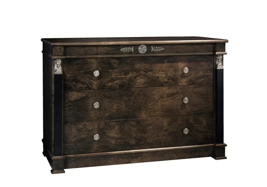 obrazek 1 Klasyczna komoda LEONID - orzech, eco skóra, nikiel - Collecion Alexandra