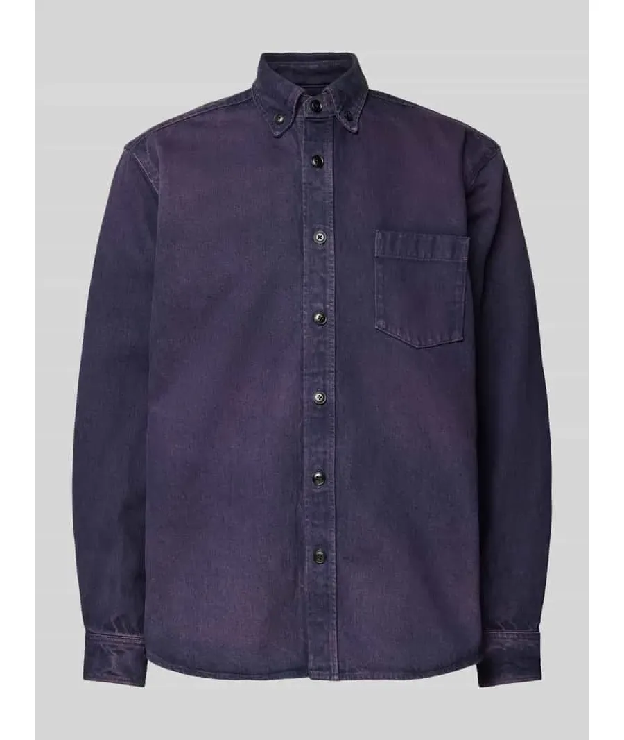 obrazek 1 Kurtka koszulowa jeansowa o kroju regular fit z kołnierzykiem typu button down model ‘Lambey’