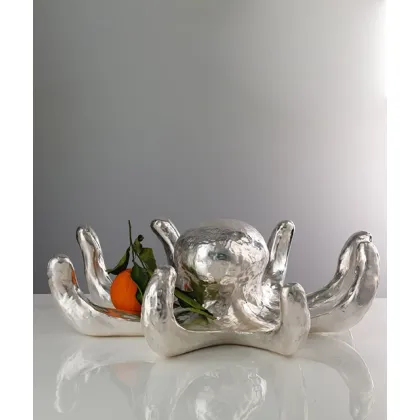 Zdjęcie Ekskluzywna włoska miska na owoce w kształcie ośmiornicy ze srebra – Pampaloni