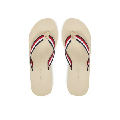 Zdjęcie Tommy Hilfiger Japonki Th Corporate Wedge Beach Sandal FW0FW08520 Beżowy