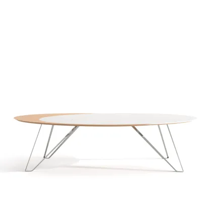 Picture Exclusive Portuguese dining table made of oak wood and matt white lacquered wood