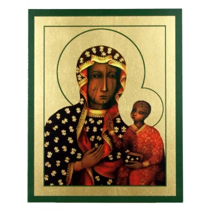 Zdjęcie Urocza Ikona Złocona Matka Boska Częstochowska 15x19 cm