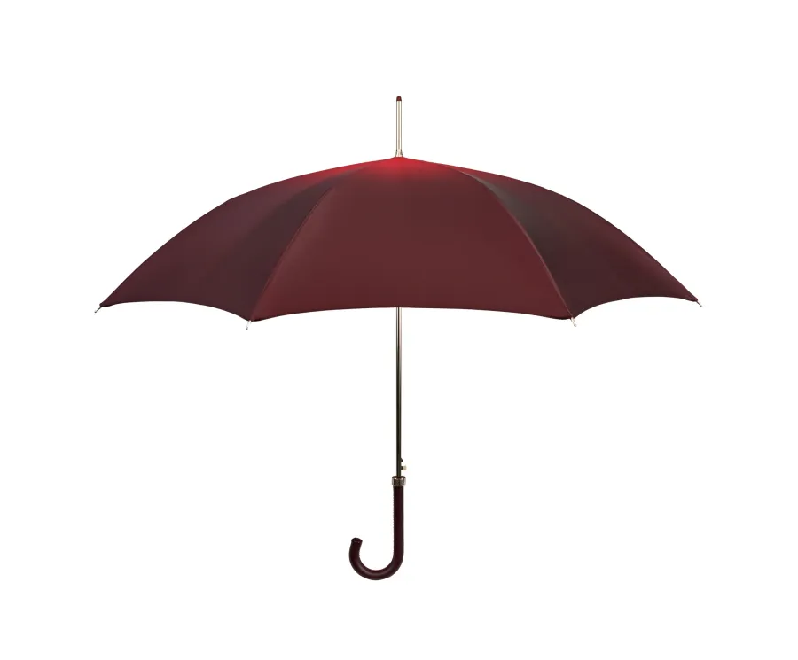 obrazek 1 Bordowy damski parasol Ø102xL93 cm ze skórzaną rączką