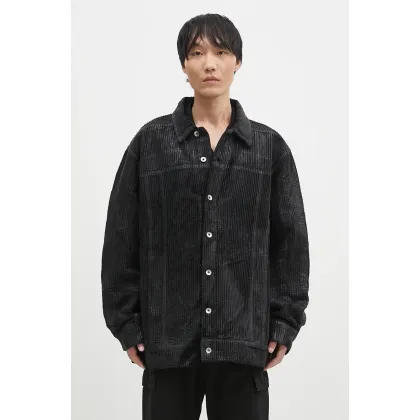 Zdjęcie Rick Owens kurtka sztruksowa Jumbo Worker kolor czarny przejściowa oversize DU02D2761.HCF