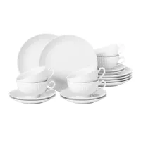 Zdjęcie Biały porcelanowy 18-elementowy zestaw do herbaty w stylu klasycznym - Tettau