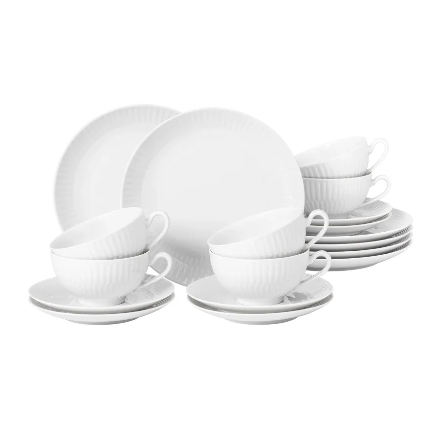 obrazek 1 Biały porcelanowy 18-elementowy zestaw do herbaty w stylu klasycznym - Tettau