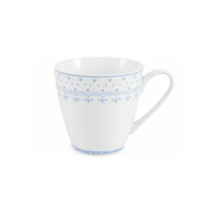 Zdjęcie Stylowy kubek z porcelany z jasnoniebieskim zdobieniem z kolekcji HyggeLine – wariant 1 – Leander