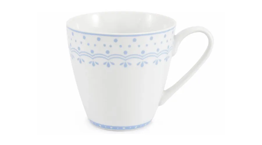 obrazek 1 Stylowy kubek z porcelany z jasnoniebieskim zdobieniem z kolekcji HyggeLine – wariant 1 – Leander