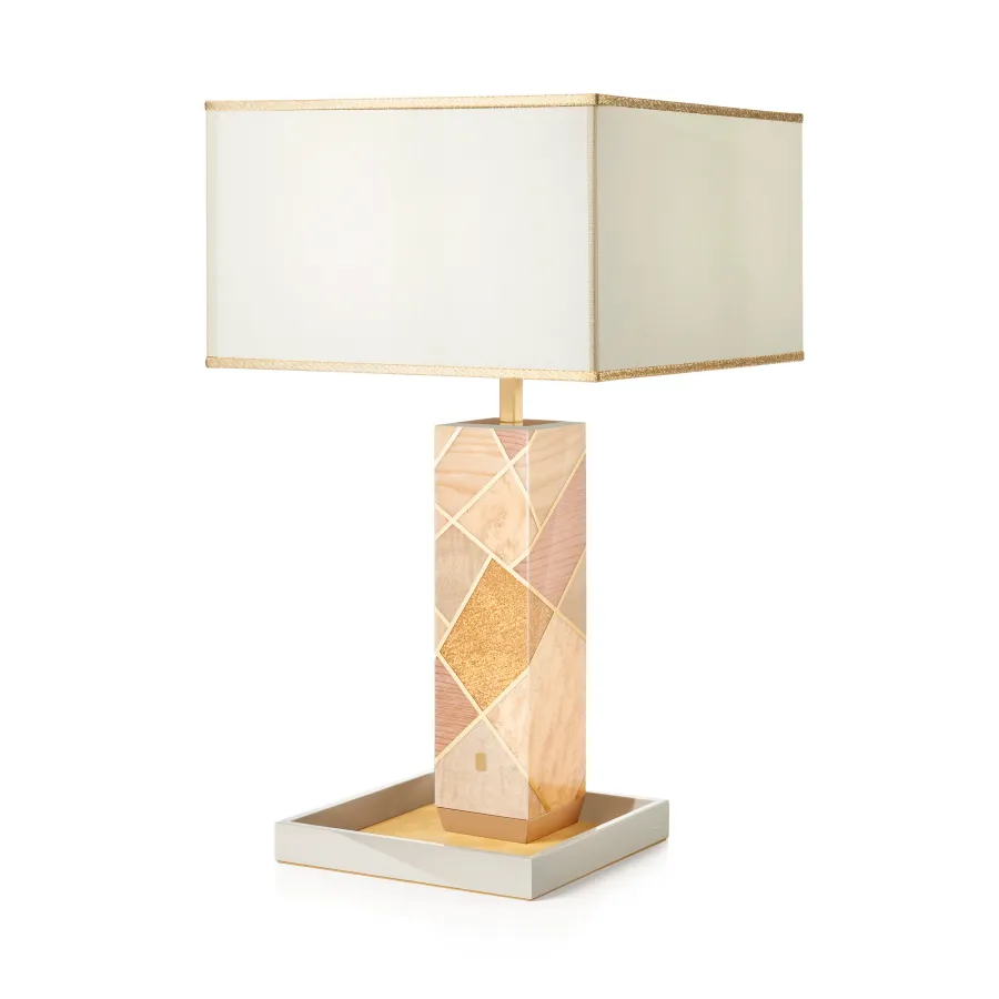 obrazek 3 Piękna stylowa lampa stołowa wykonana z drewna
