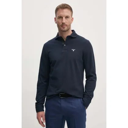 Zdjęcie Barbour longsleeve bawełniany kolor granatowy gładki MML1333