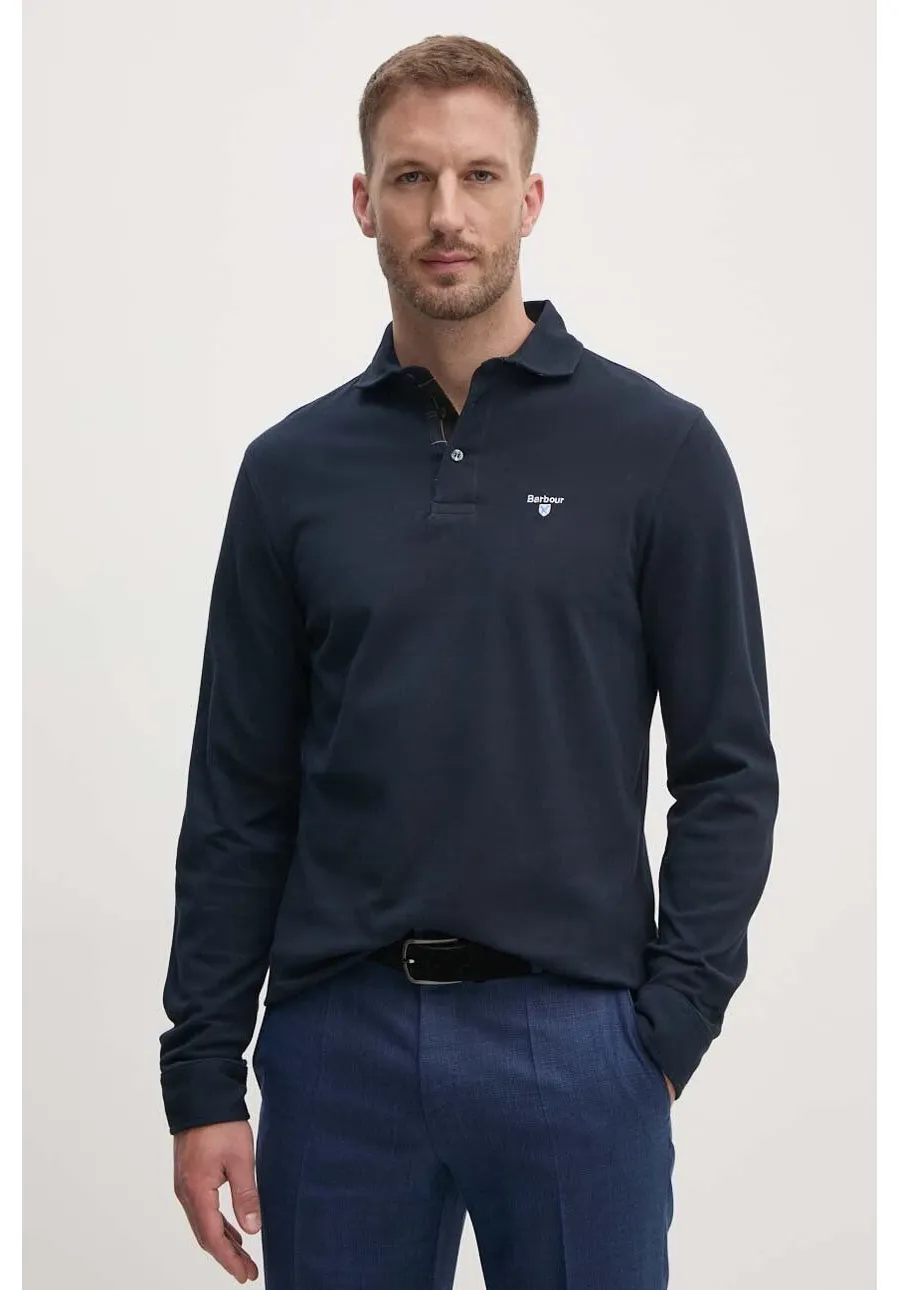 obrazek 1 Barbour longsleeve bawełniany kolor granatowy gładki MML1333