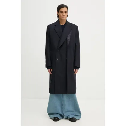 Zdjęcie Y/Project płaszcz wełniany DOUBLE FRONT COAT kolor granatowy przejściowy dwurzędowy 201CO006