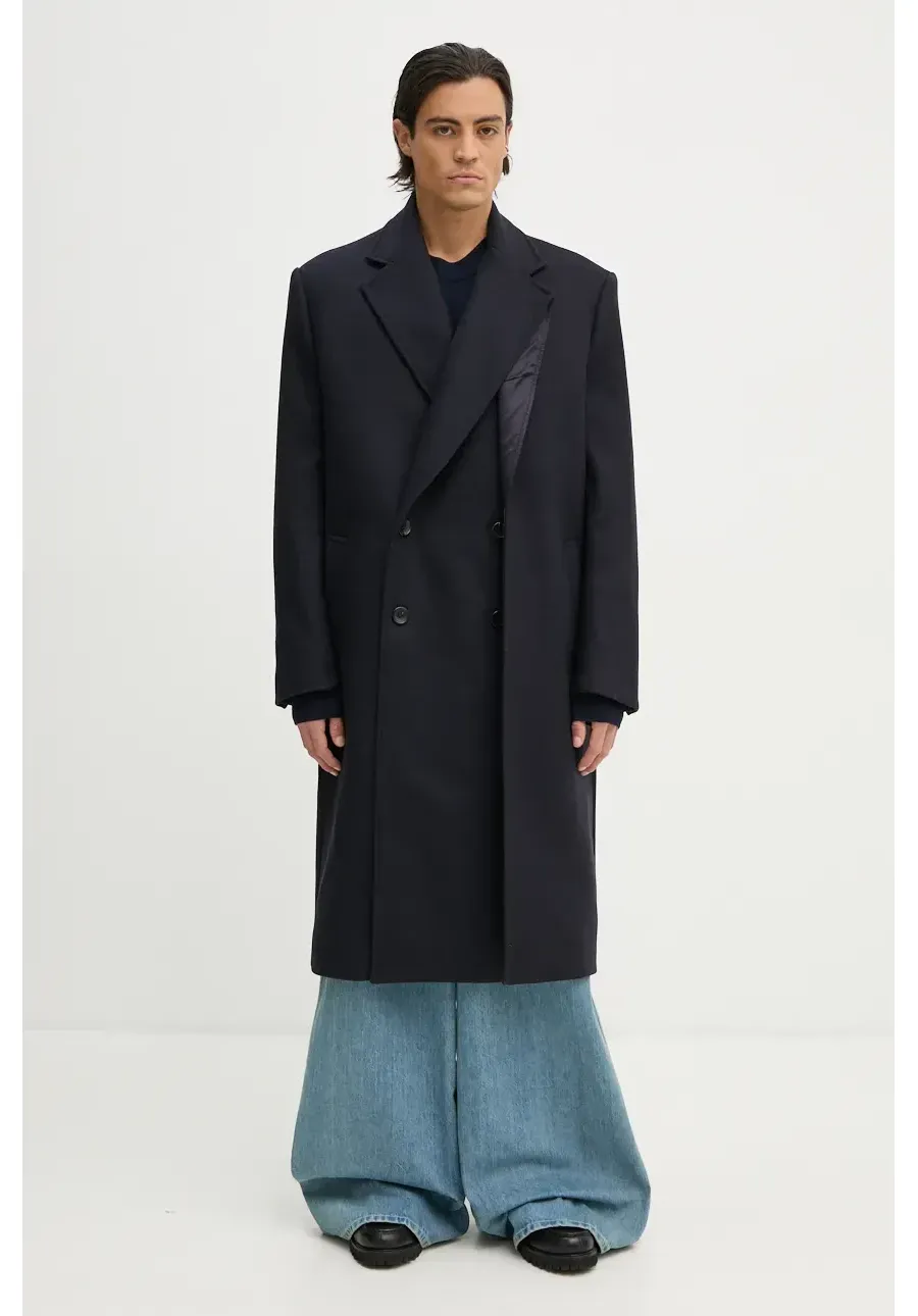 obrazek 1 Y/Project płaszcz wełniany DOUBLE FRONT COAT kolor granatowy przejściowy dwurzędowy 201CO006