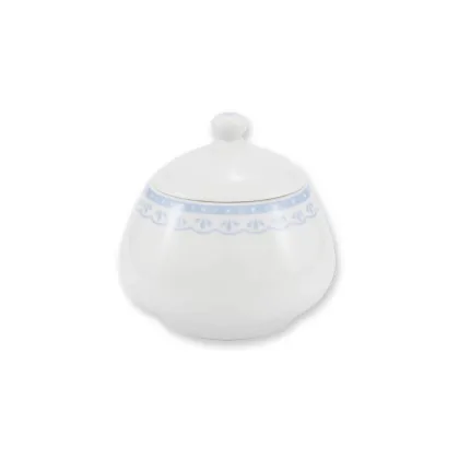 Zdjęcie Czeska cukiernica z porcelany z subtelnym niebieskim zdobieniem – Leander