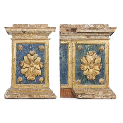 Picture Baroque architectural bases - a pair of 17th-century carved and gilded elements