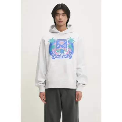 Zdjęcie Billionaire Boys Club bluza bawełniana Tropical Crest Popover Hood męska kolor szary z kapturem z nadrukiem B24447